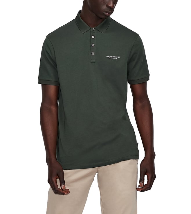 Buy Armani Exchange Green Polo T-Shirt With Contrast Logo for Men Online @  Tata CLiQ Luxury
