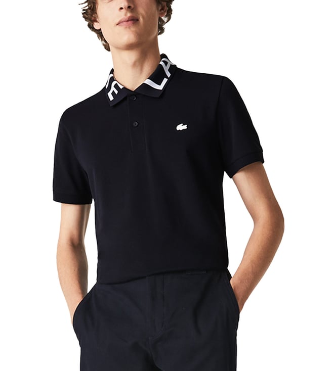 lacoste slim fit pique polo in navy