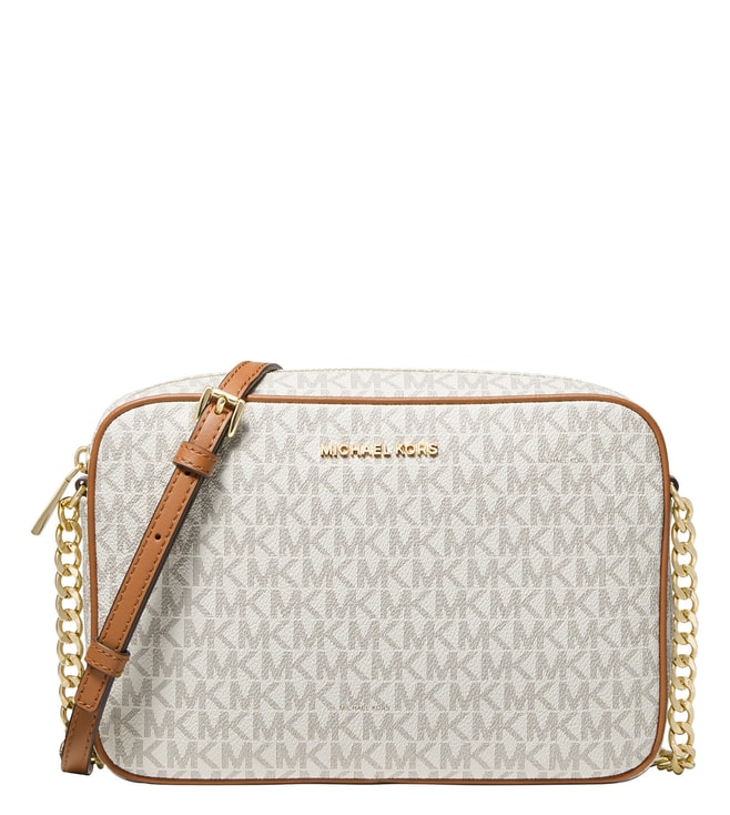 Buy Michael Kors Vanilla Jet Set Logo Large Cross Body Bag for Women Online  @ Tata CLiQ Luxury