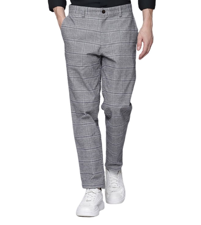 Buy Men Grey Check Carrot Fit Formal Trousers Online  683023  Peter  England