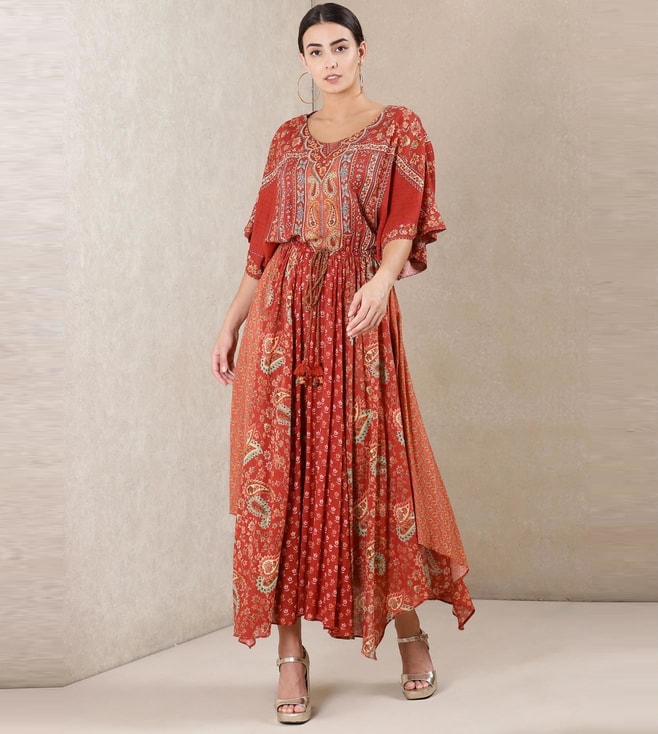 Buy Ritu Kumar Rust Printed Dress ...