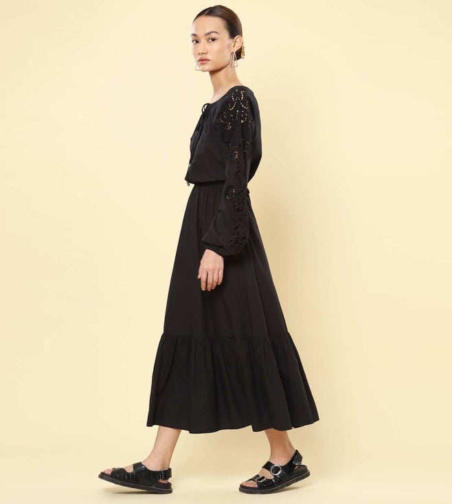 Buy Label Ritu Kumar Black Poplin Maxi Dress For Women Online Tata