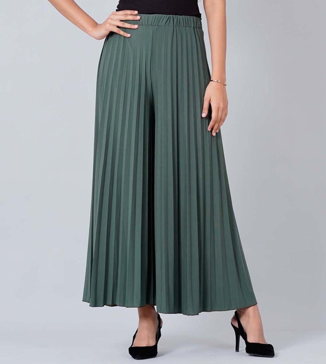 Blue pleated palazzo pants by Chique | The Secret Label