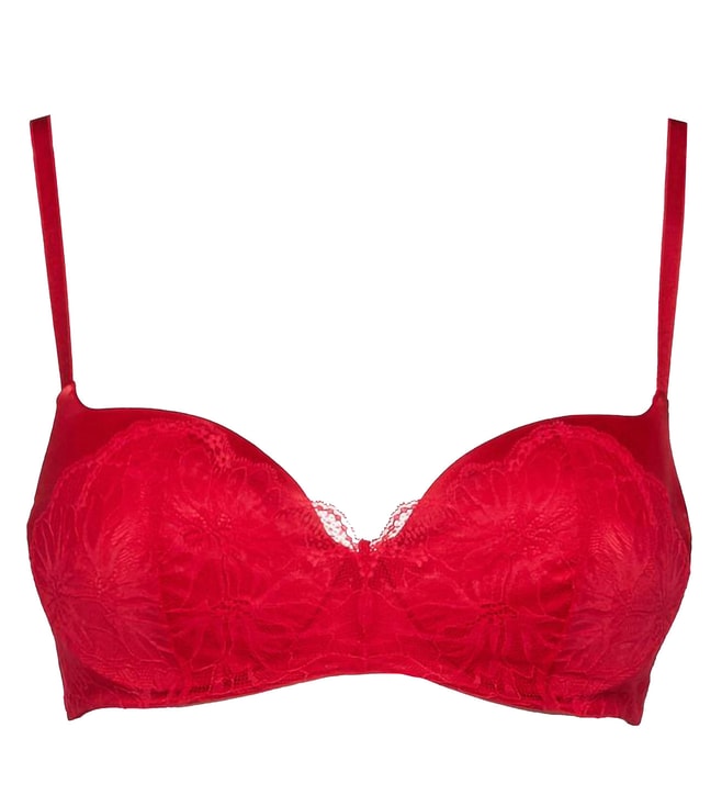 Buy YamamaY Red Bridal Xmas Under Wired Balconette Bra With ...