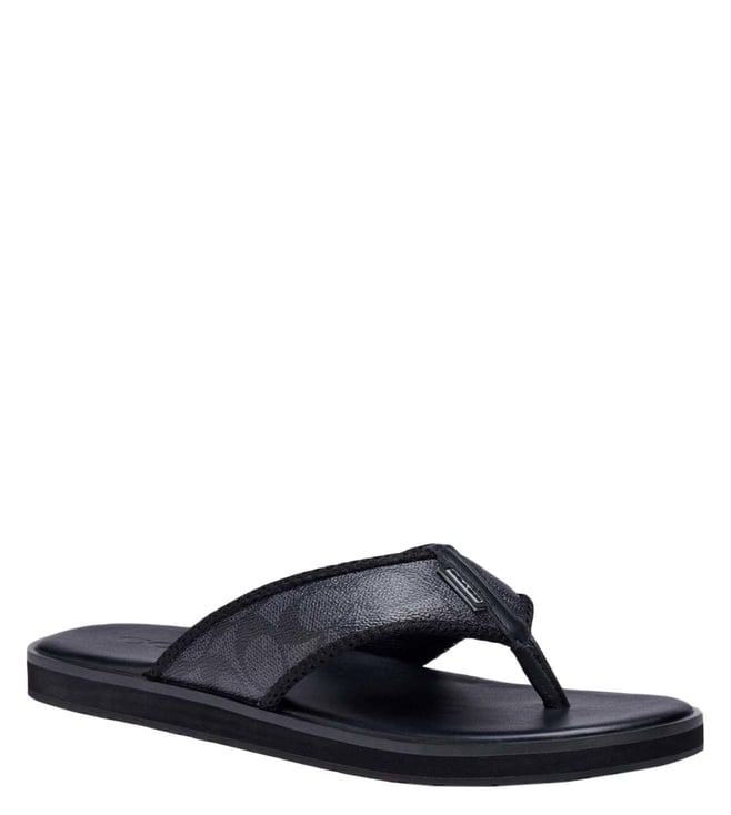 Buy Coach Charcoal Black Logo Thong Sandals for Men Online