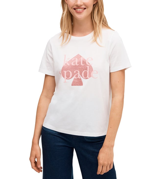 Buy Kate Spade White Printed Regular Fit T-Shirt Online @ Tata CLiQ Luxury