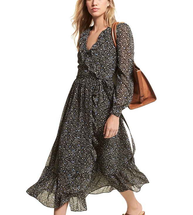 michael kors georgette midi dress Floral Print Smocked Georgette Midi Dress in CARNATION - Sale
