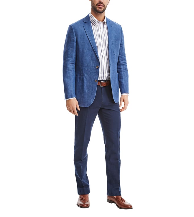 Buy Brooks Brothers Blue Linen Regent Fit Sport Coat for Men Online
