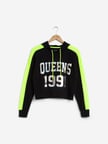 Ria Recommends : Studiofit Westside Black Printed Hooded Crop Sweatshirt
