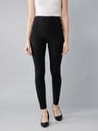 Buy DOLCE CRUDO Black Slim Fit Regular Polyester Lycra Womens Treggings