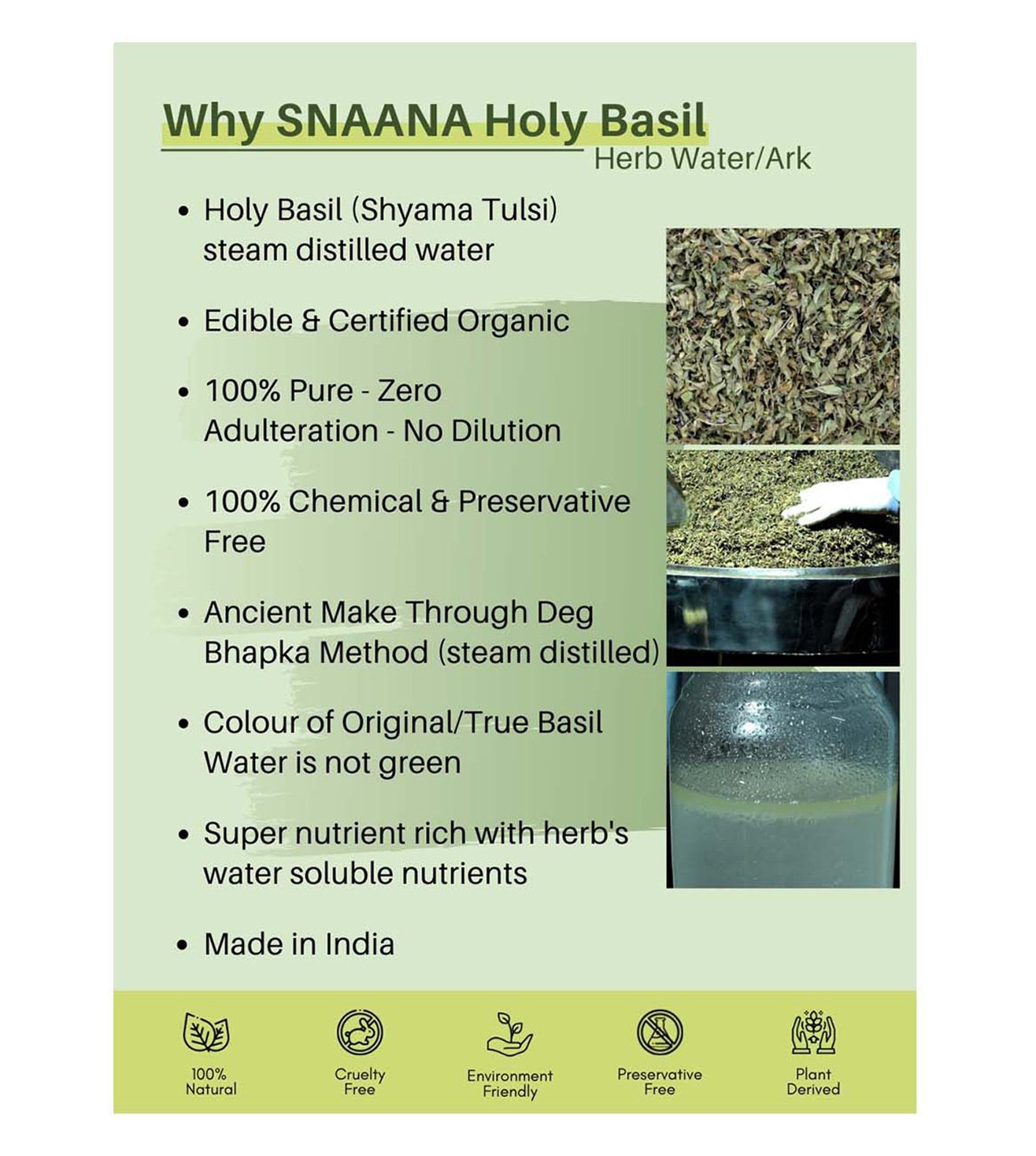 Buy SNAANA Basil Steam Distilled Shyama Tulsi Ark 250 ml Online