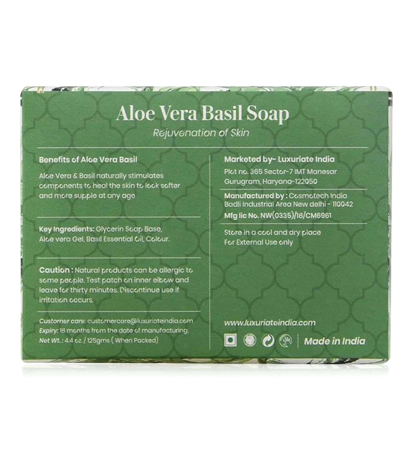 Buy Luxuriate Naturally Refreshing Aloe Vera and Basil Soaps For