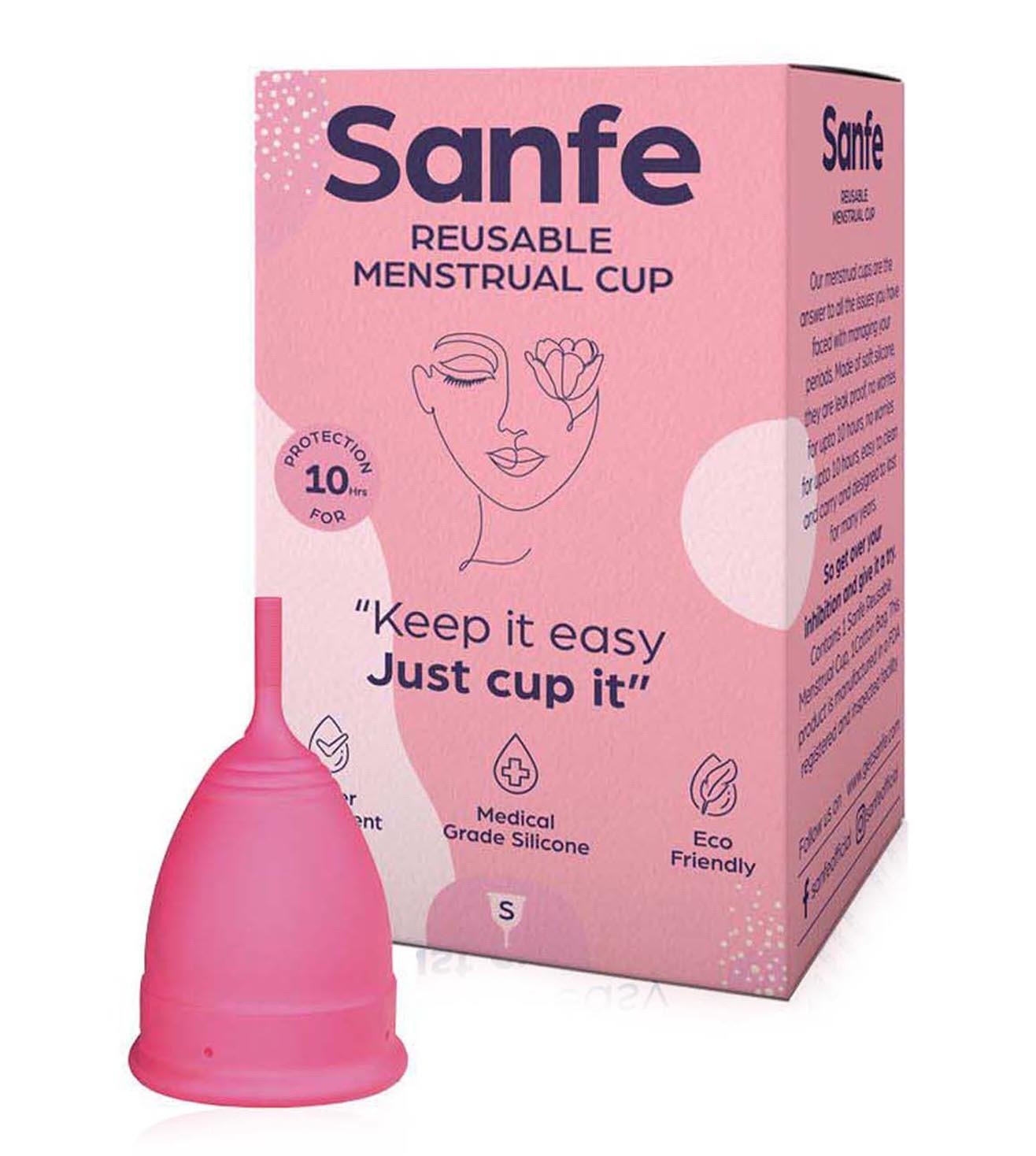 Buy SANFE REUSABLE MENSTRUAL CUP WITH NO RASHES LEAKAGE OR ODOR - PREMIUM  DESIGN FOR WOMEN - LARGE Online & Get Upto 60% OFF at PharmEasy