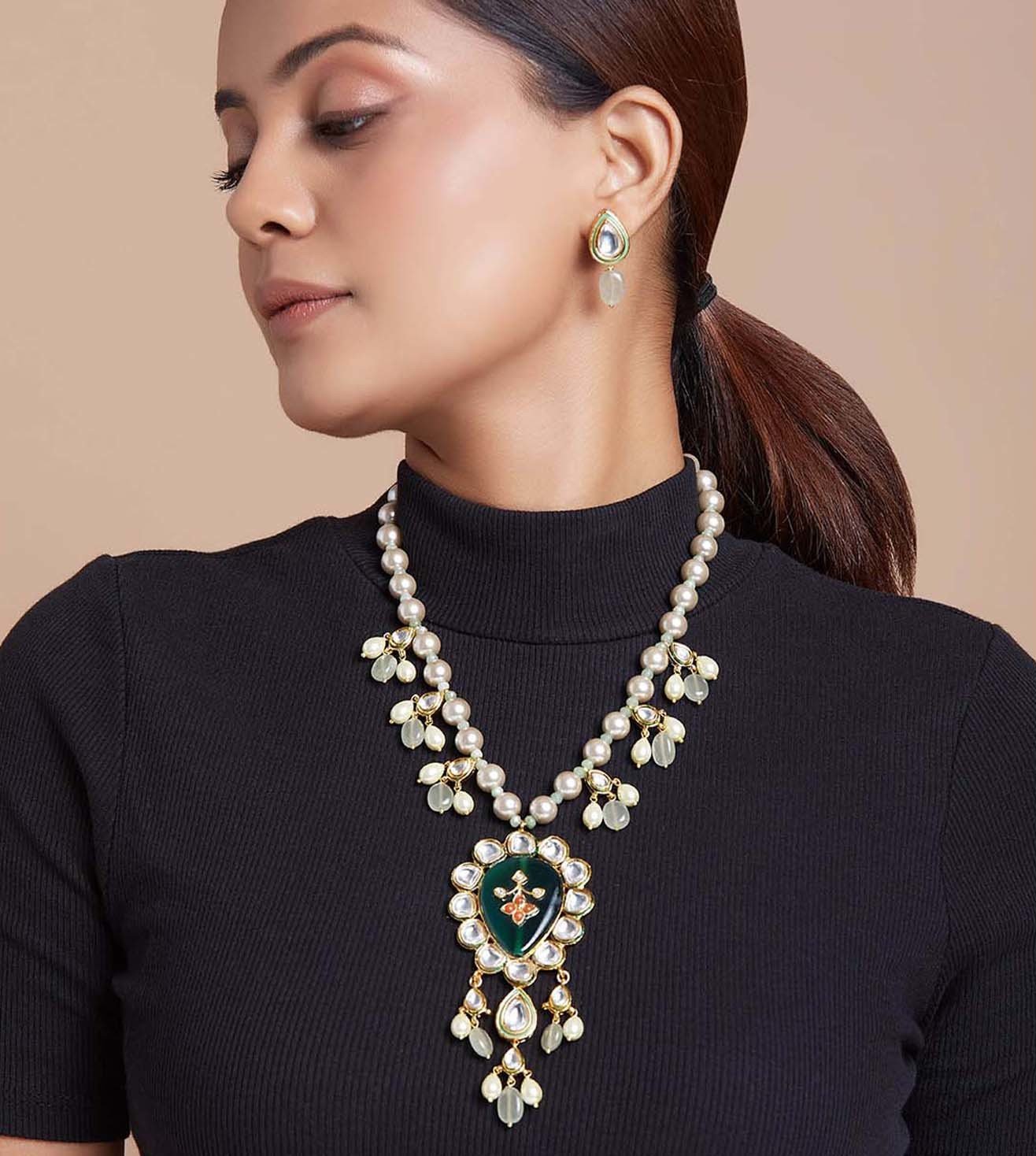 Radhika Green Onyx Necklace Set 