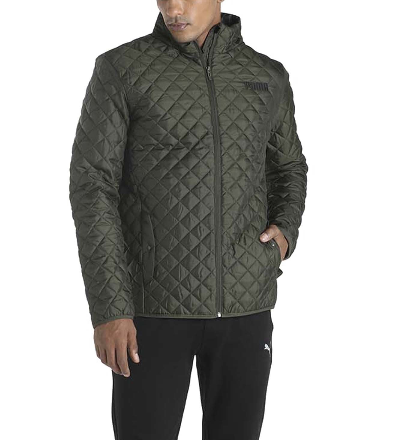 Puma Men Grey Solid Puffer Quilted Track Jacket