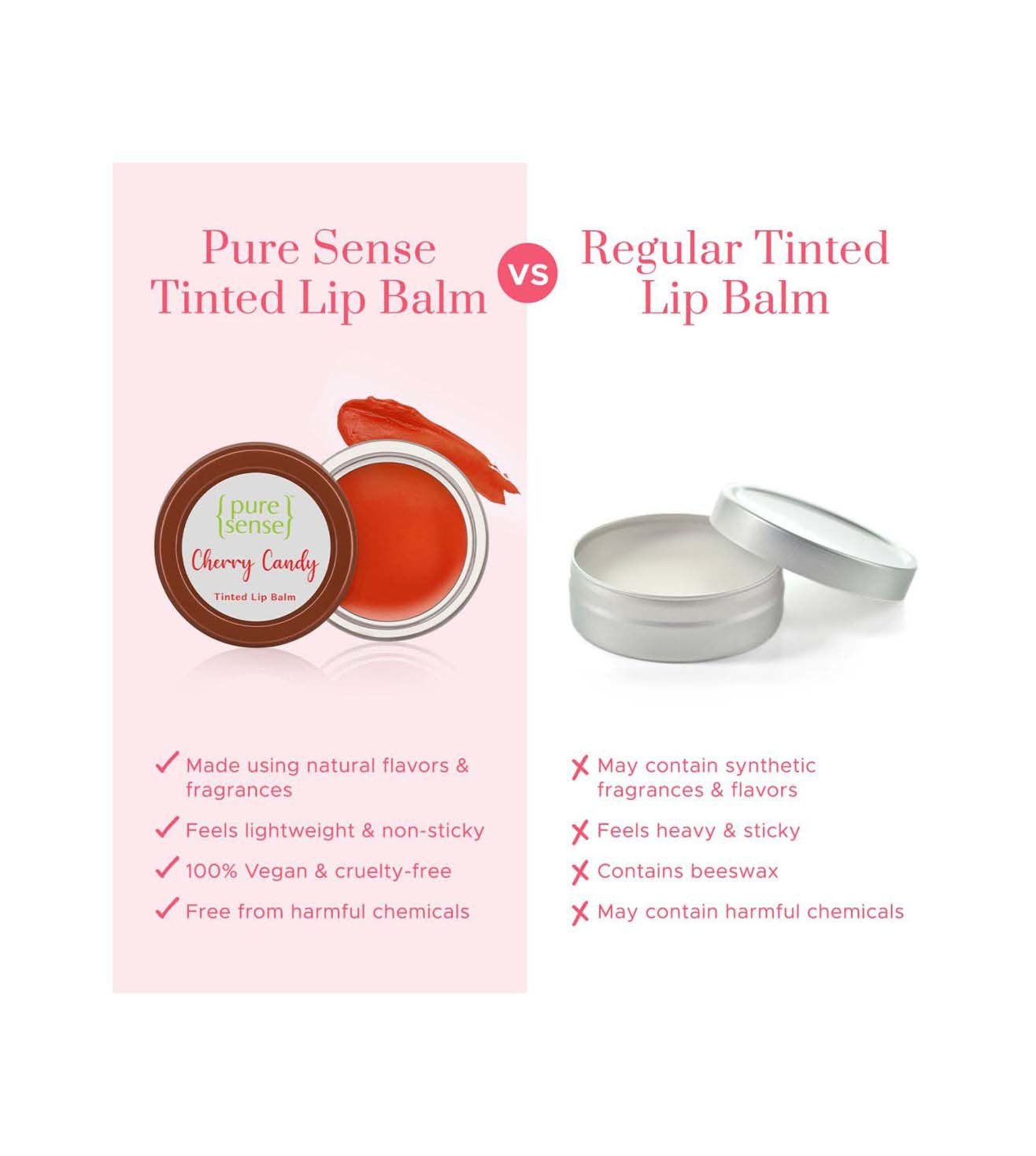 Buy Pure Sense Lip Balm Cherry Candy Tinted with Sweet Cherry & Almond Oil  - 5 ml Online On Tata CLiQ Palette