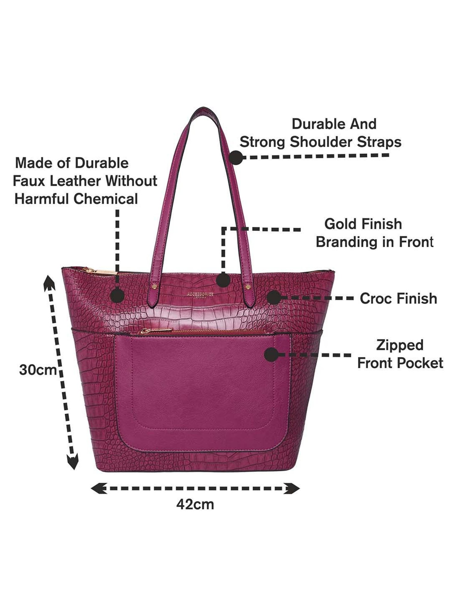 Buy Accessorize London Gemma Croc Purple Textured Medium Handbag For Women  At Best Price @ Tata CLiQ