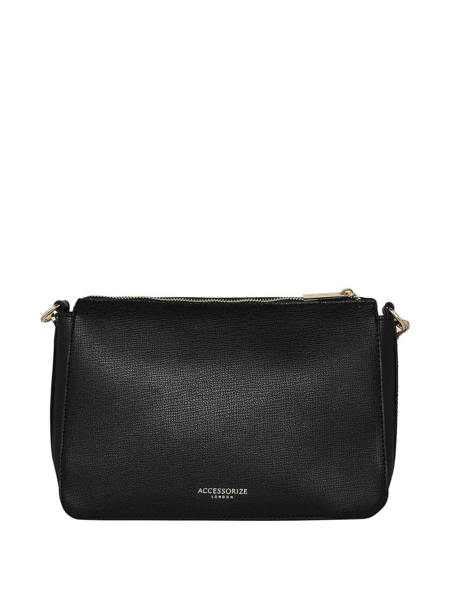Buy Accessorize London Women's Black Front Pocket Crossbody Bag online