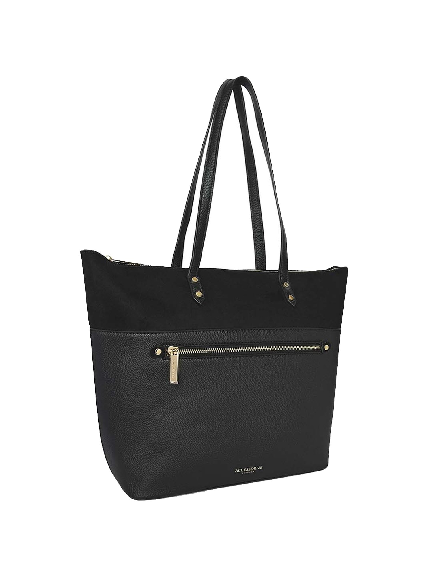 black nylon tote bag with zipper