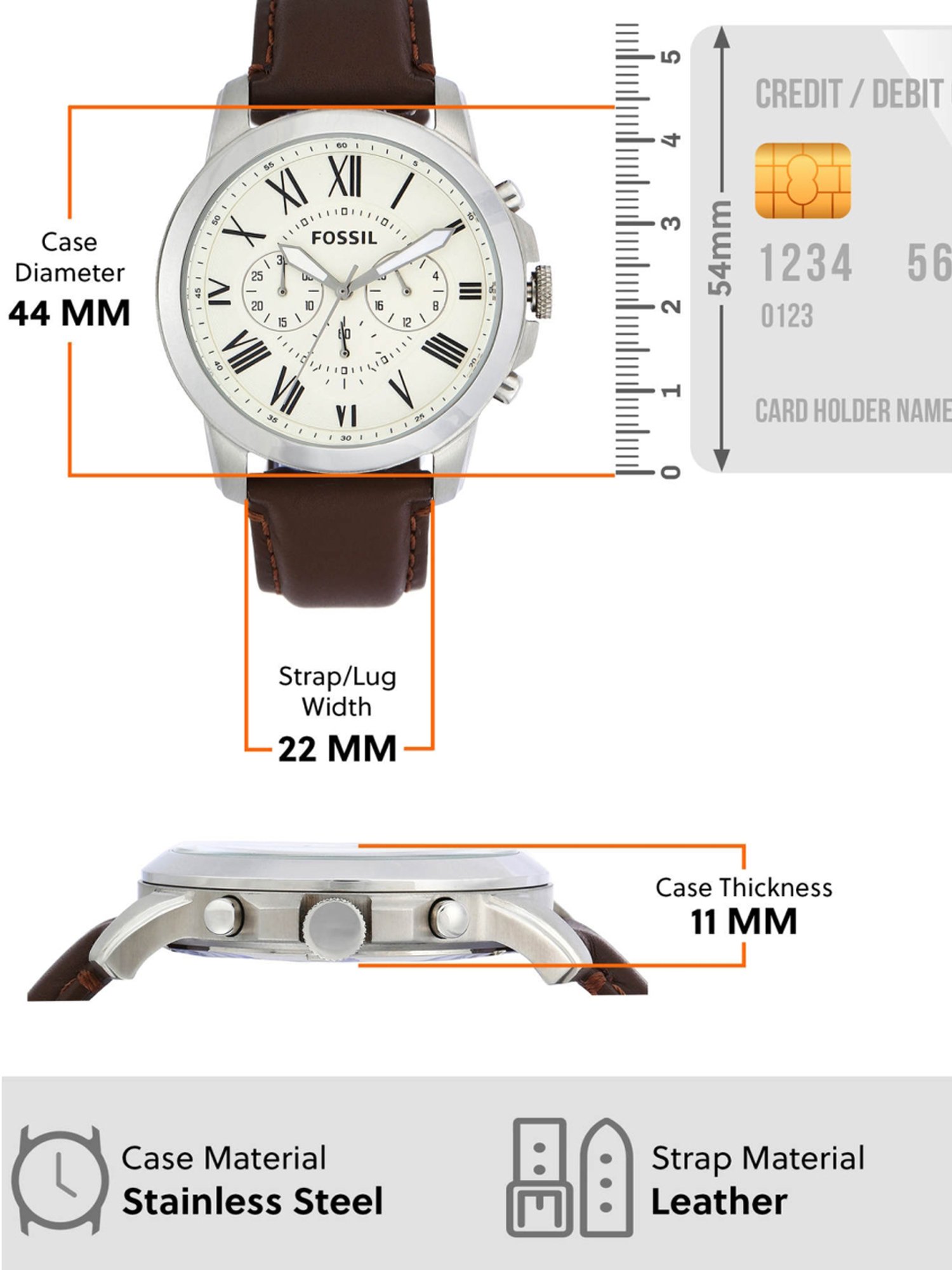 Buy Fossil FS4735 Grant Analog Watch 