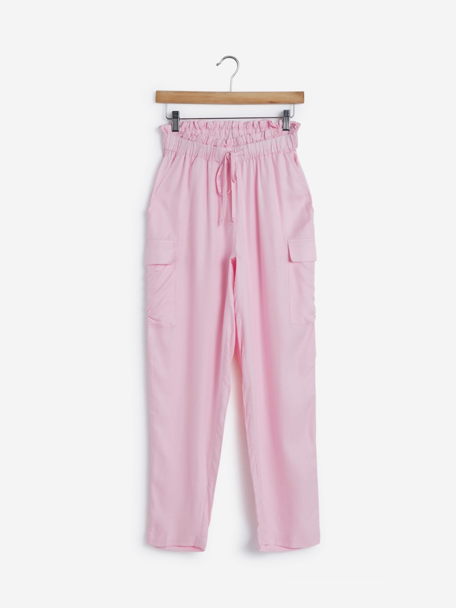 Nuon by Westside Light Pink Cargo Style Flared Jeans
