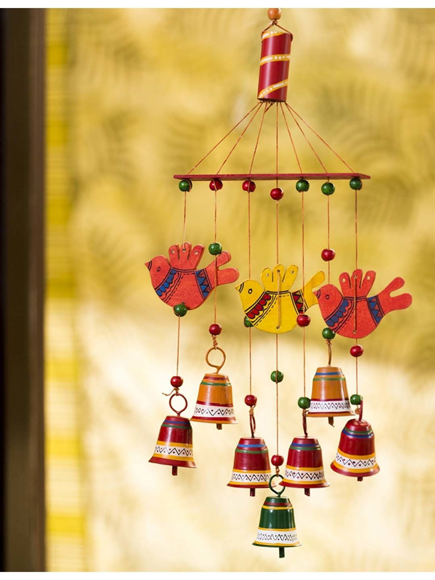  ExclusiveLane 'Breezy Chiming' Hand-Painted Metal Decorative Hanging  Bells Wind Chimes for Home Décor, Balcony