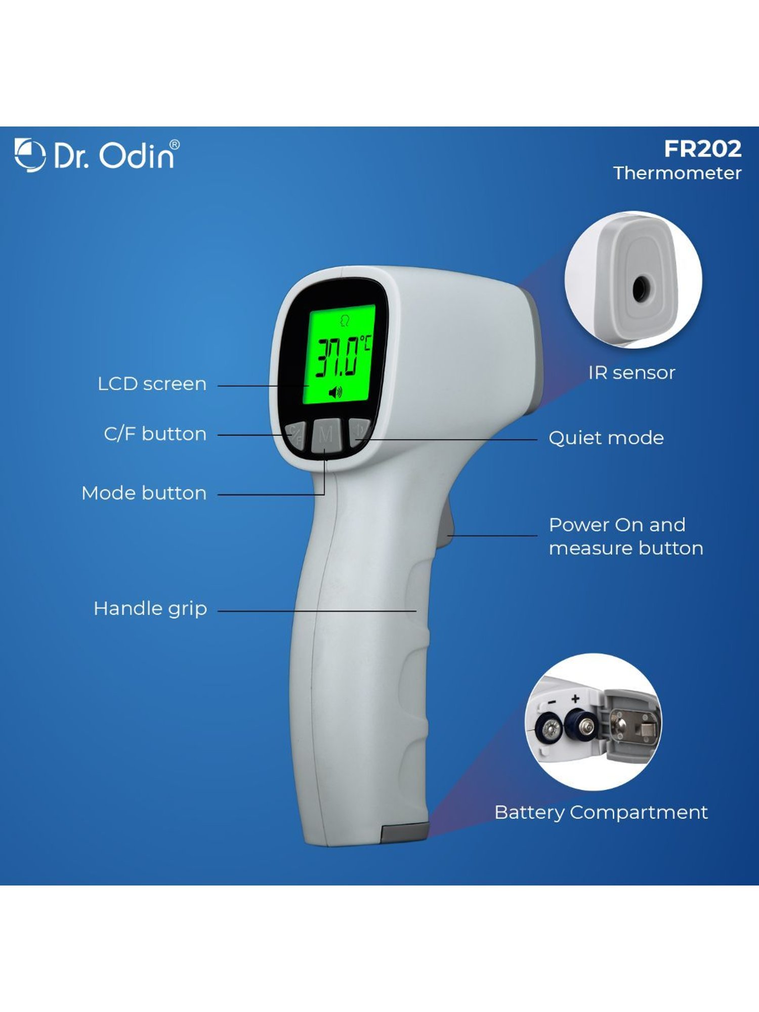 Jumper FR202 non- contact digital infrared forehead thermometer Digital  Infrared Forehead Thermometer Gun