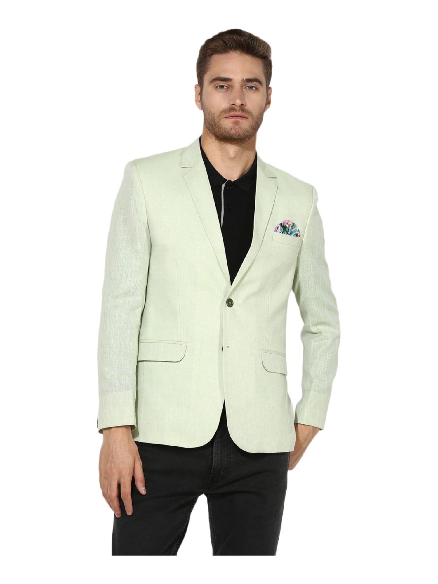 Regular Fit Linen Jacket - Pistachio green - Men
