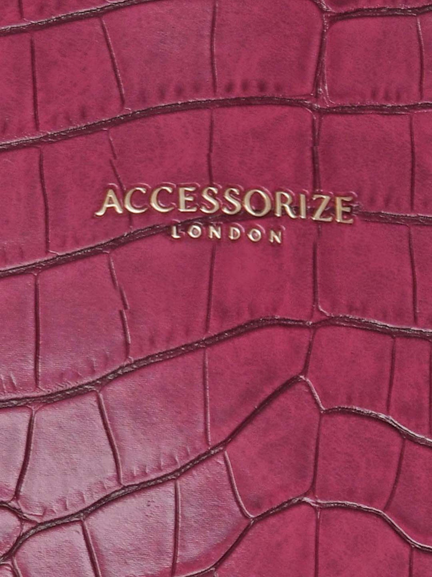 Accessorize London Women's Faux Leather Burgundy Gemma croc handheld  Satchel Bag