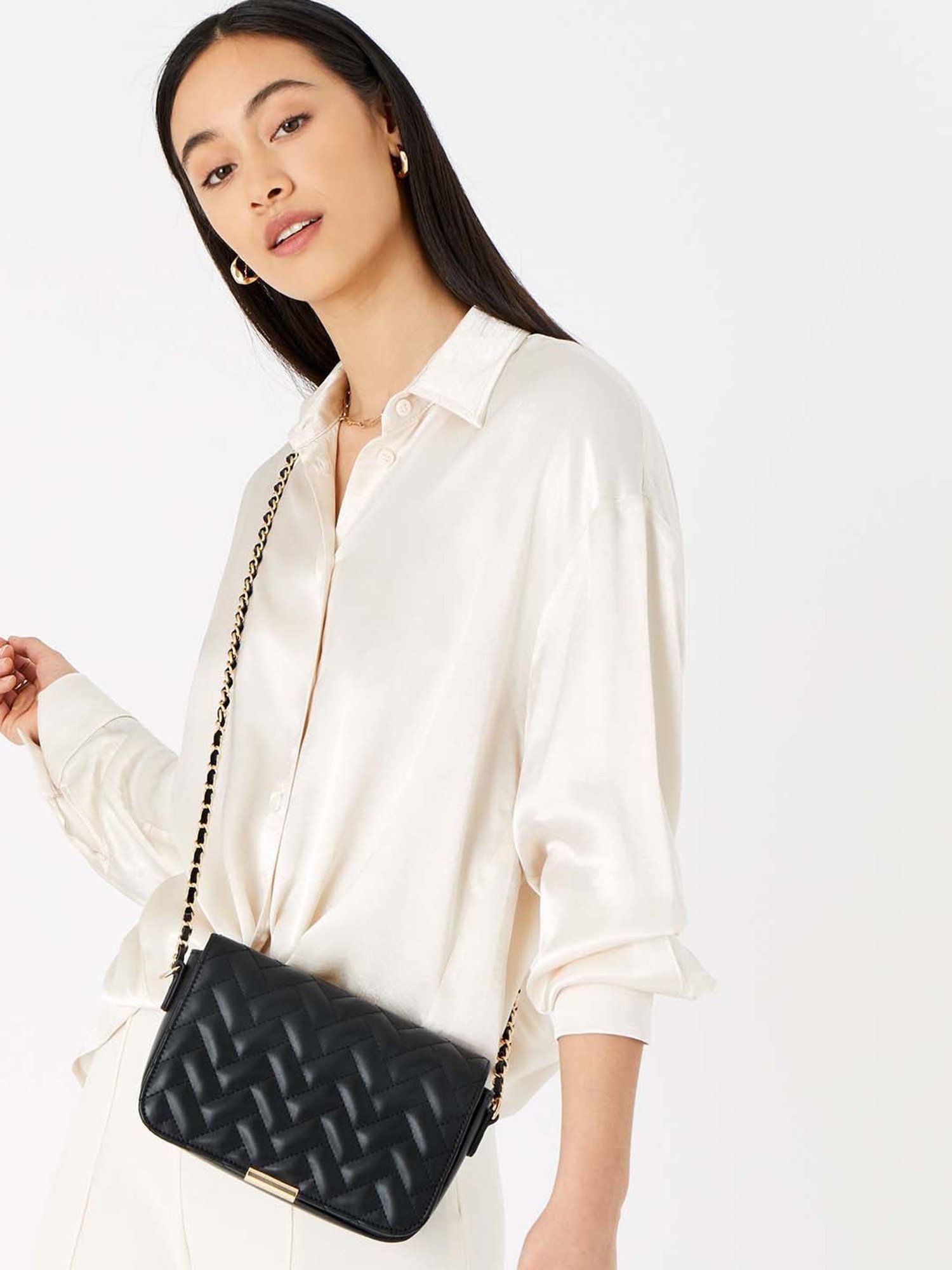 Buy Accessorize London women's Faux Leather Black Eva Quilt Shoulder Sling  bag at
