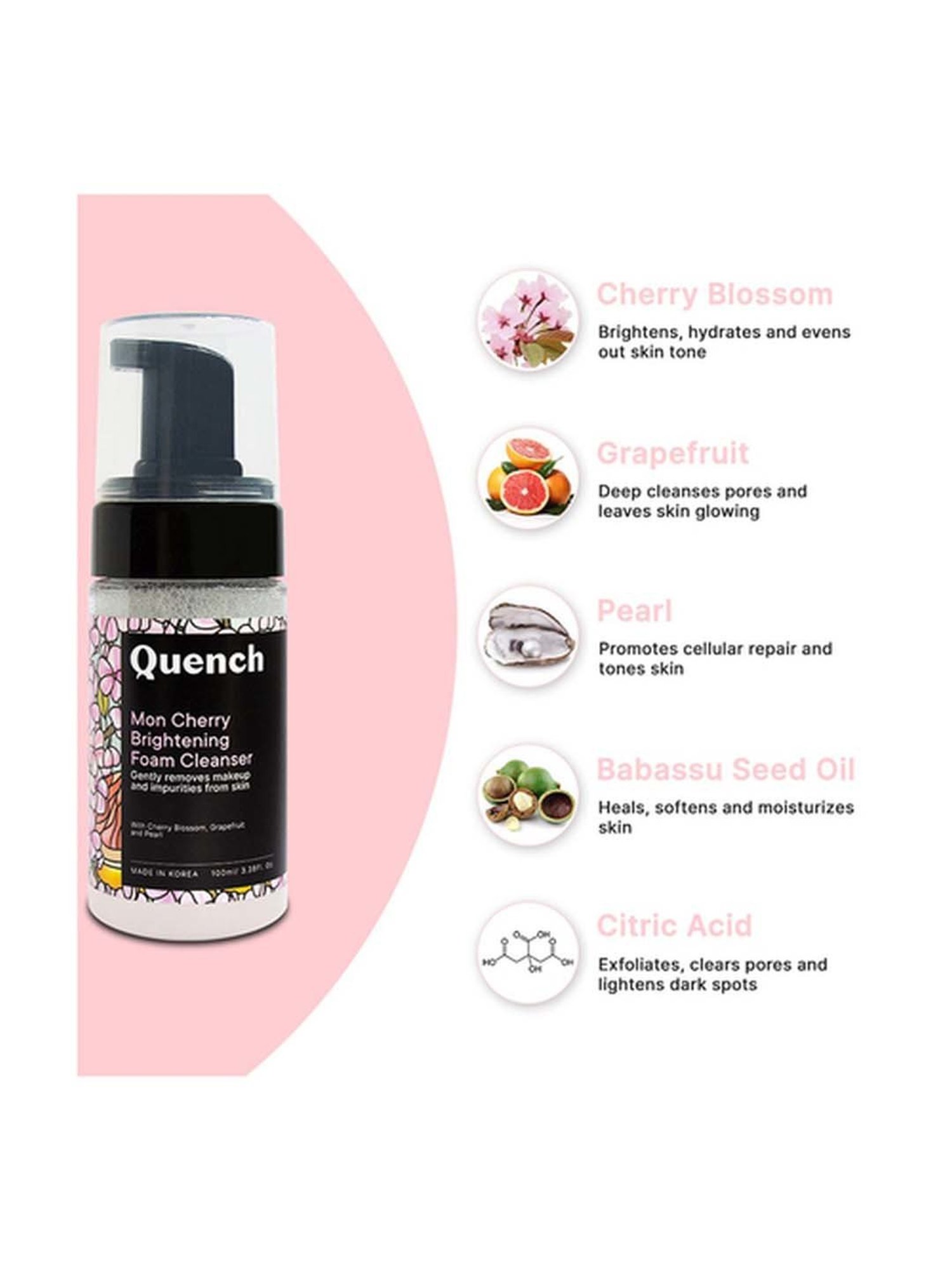 Buy Quench Botanics Mon Cherry Brightening Foam Cleanser - 100 ml Online At  Best Price @ Tata CLiQ