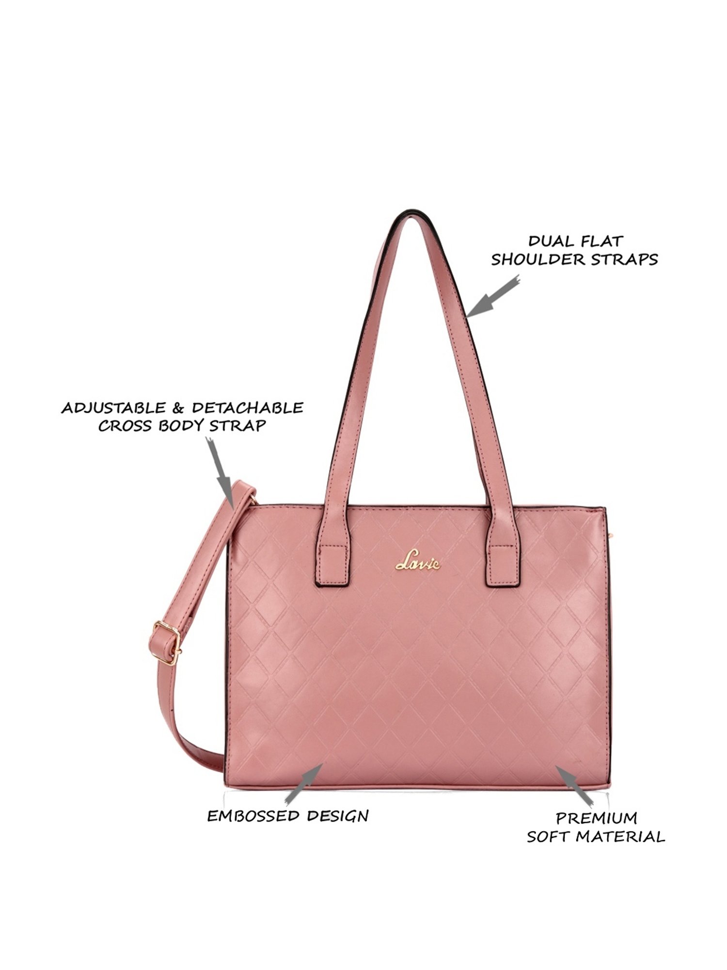 BAGGIT Shoulder Bag with Detachable Strap For Women (Pink, FS)