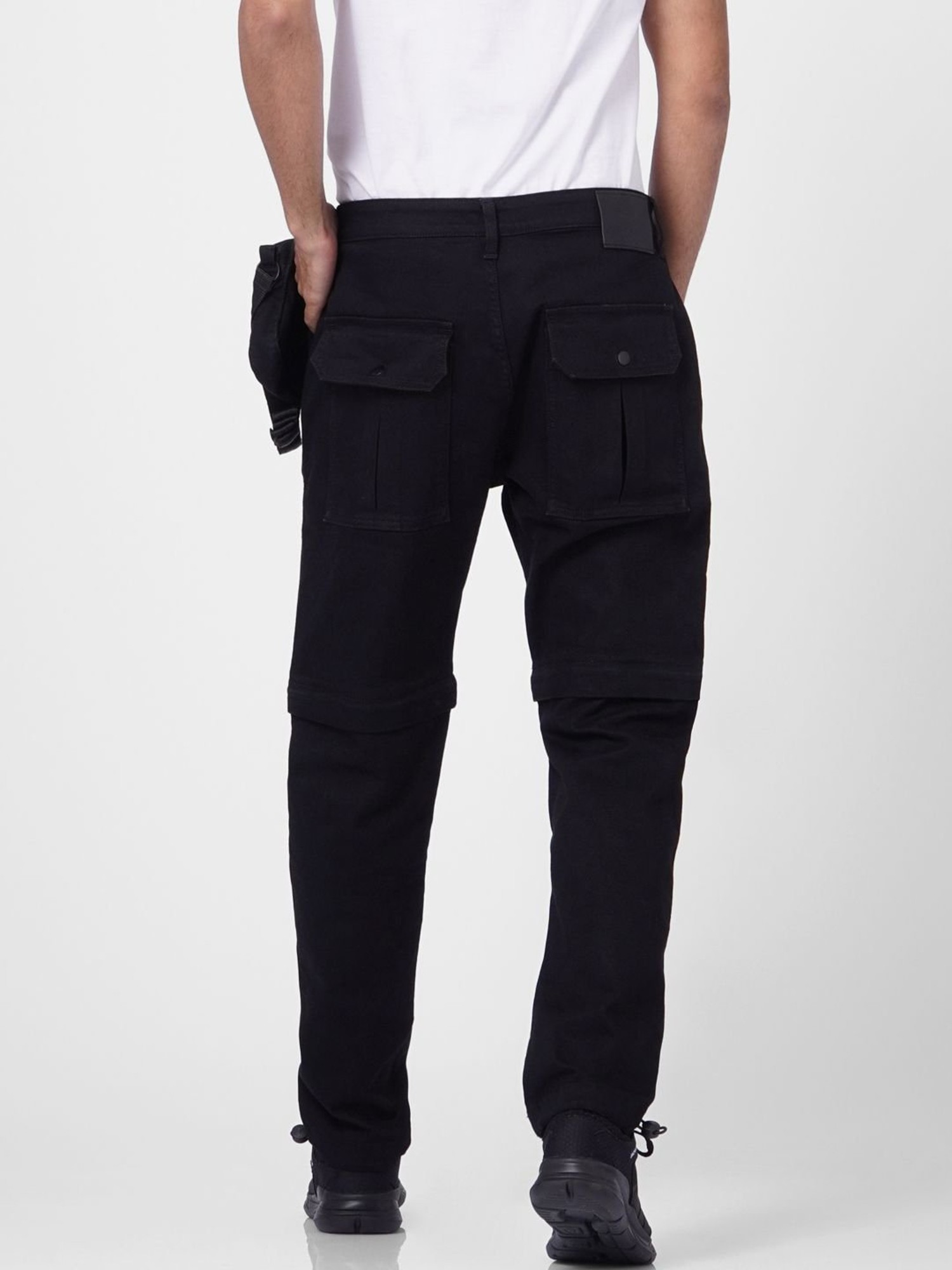 Buy Black Mid Rise Slim Fit Trousers for Men