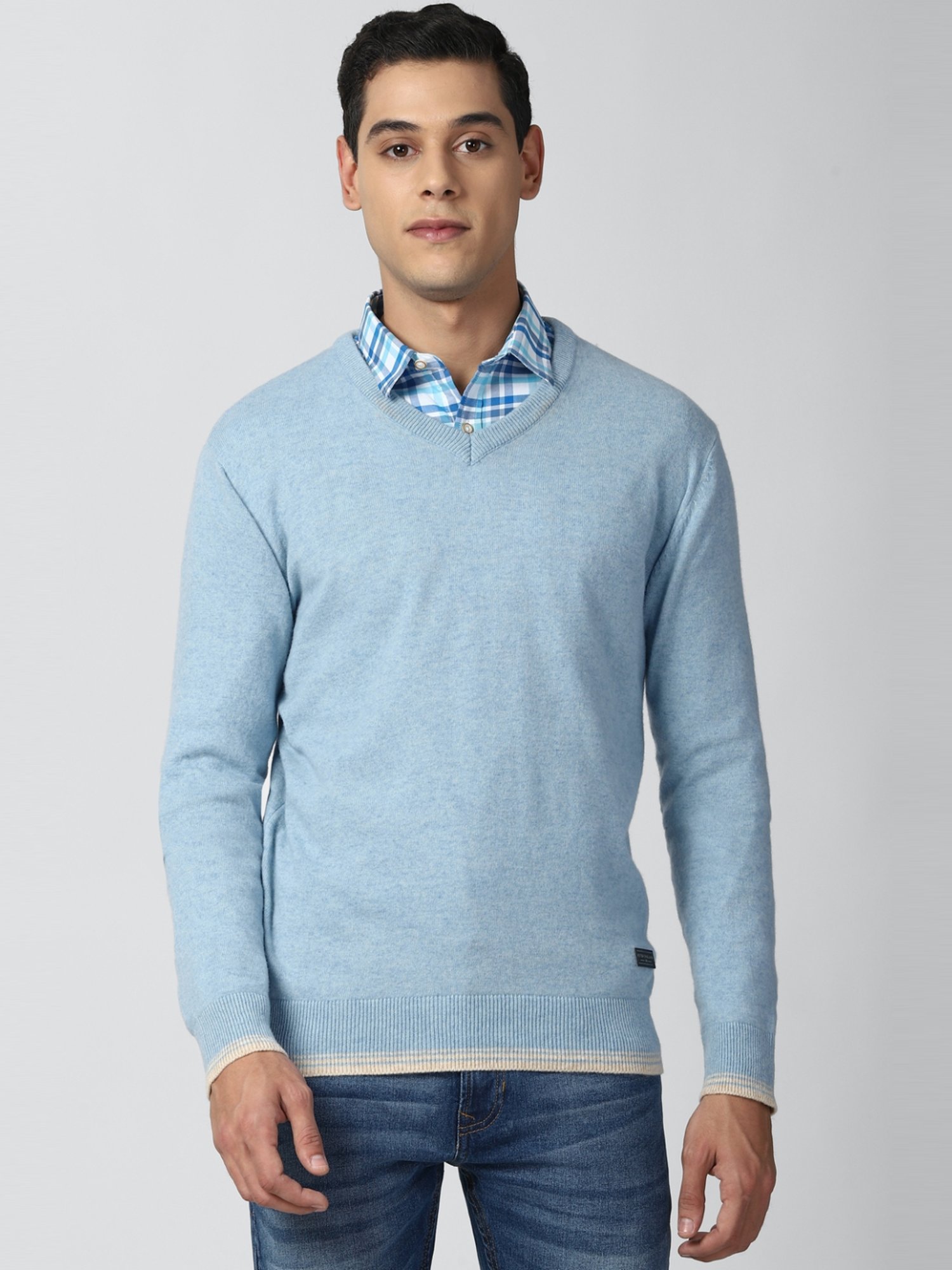 Buy Peter England Sky Blue V Neck Sweater for Men's Online @ Tata CLiQ