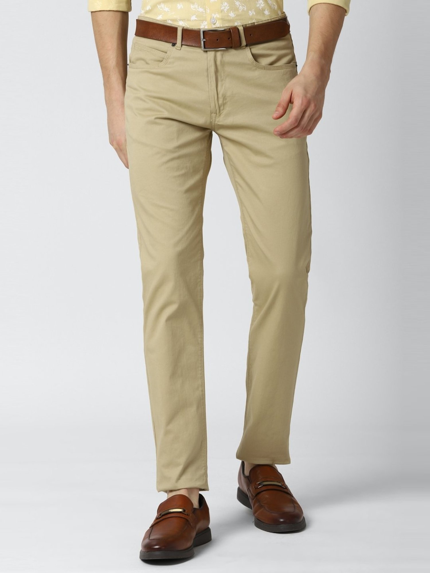 Buy Peter England Beige Cotton Slim Fit Trousers for Mens Online  Tata CLiQ