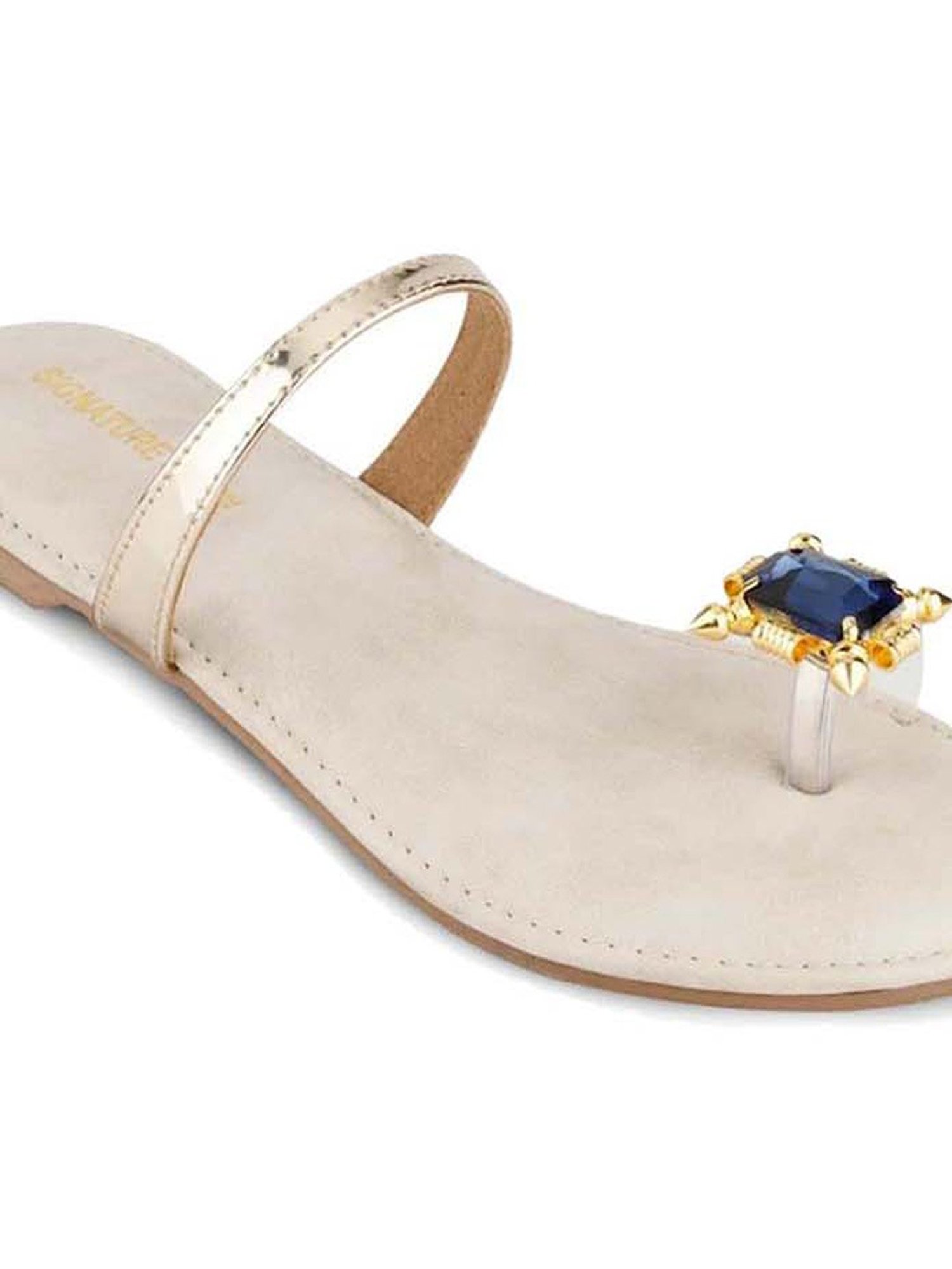 Aspiga | Gold Luna Natural Leather Toe Loop Sandals | Indigo Blue Trading