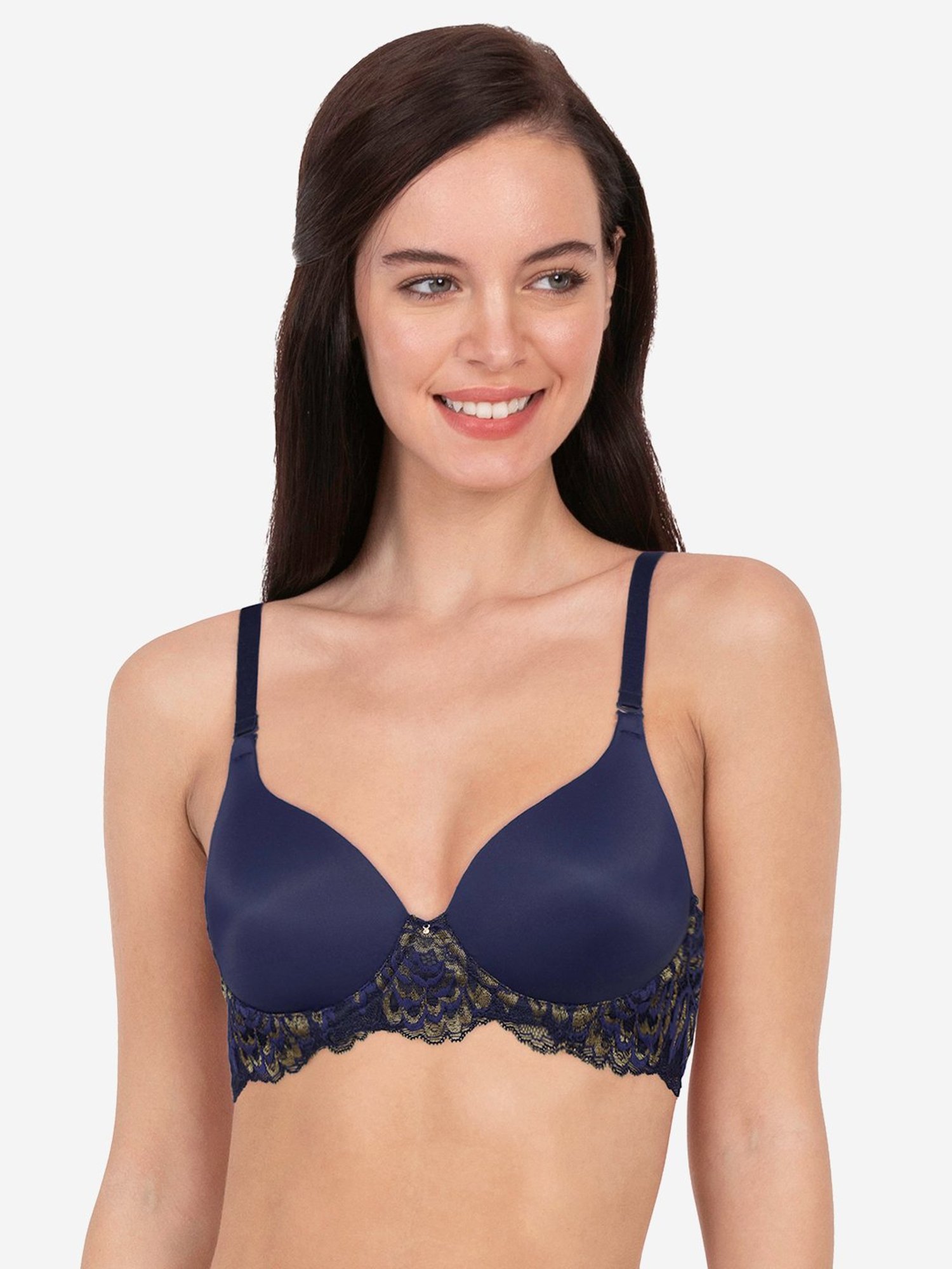 Amante Blue Lace Pattern Full Coverage Bra