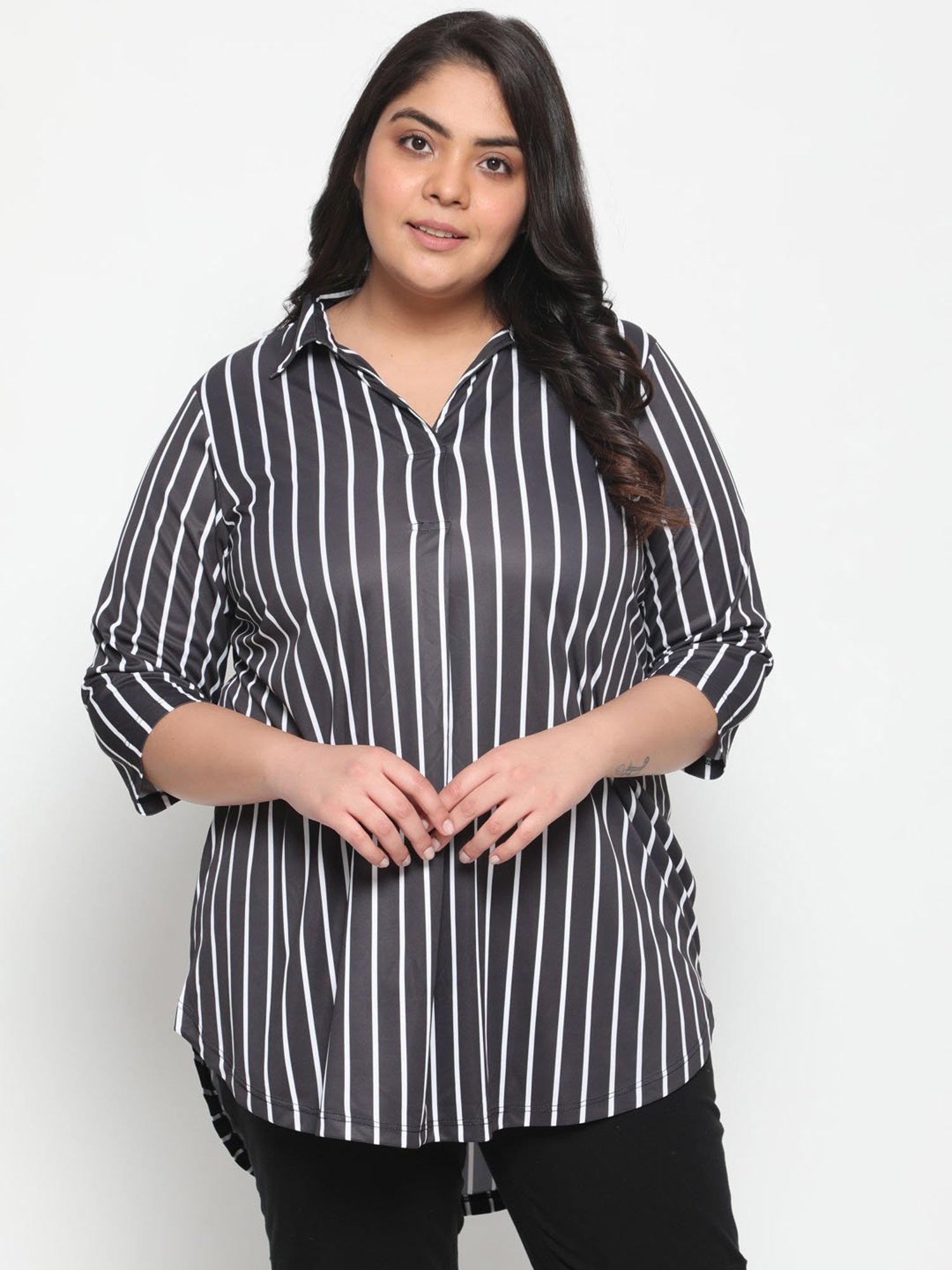 Buy Amydus Black & White Striped Top for Women Online @ Tata CLiQ
