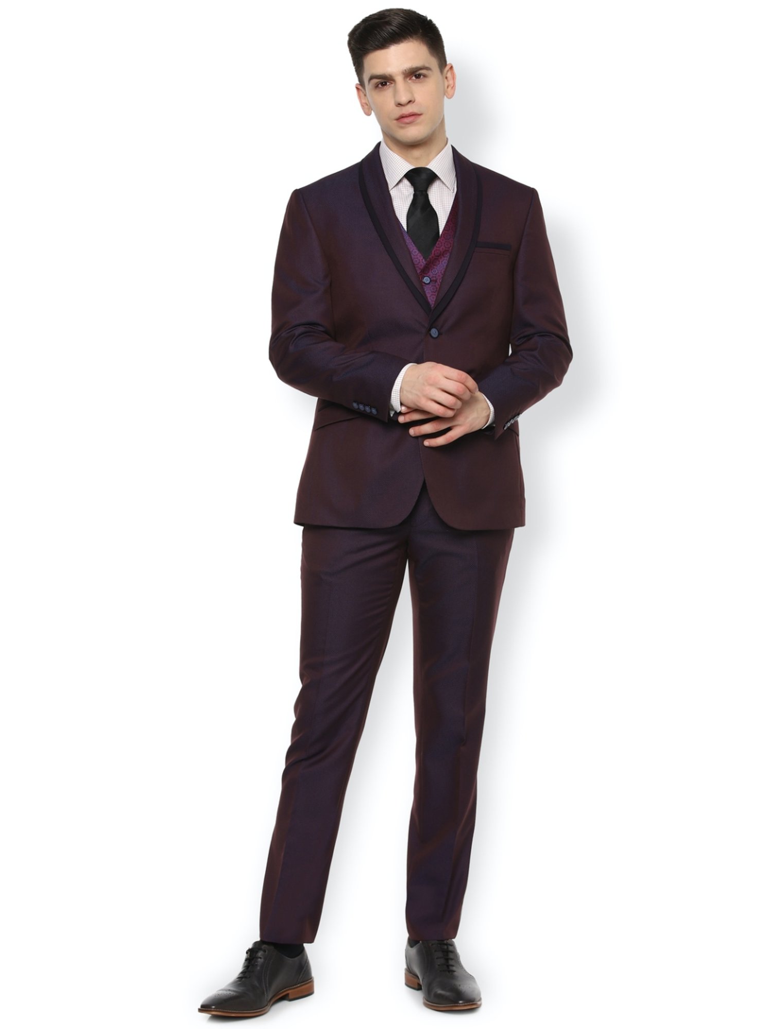 Limehaus  Burgundy Stretch Slim Fit Suit Trousers  Suit Direct