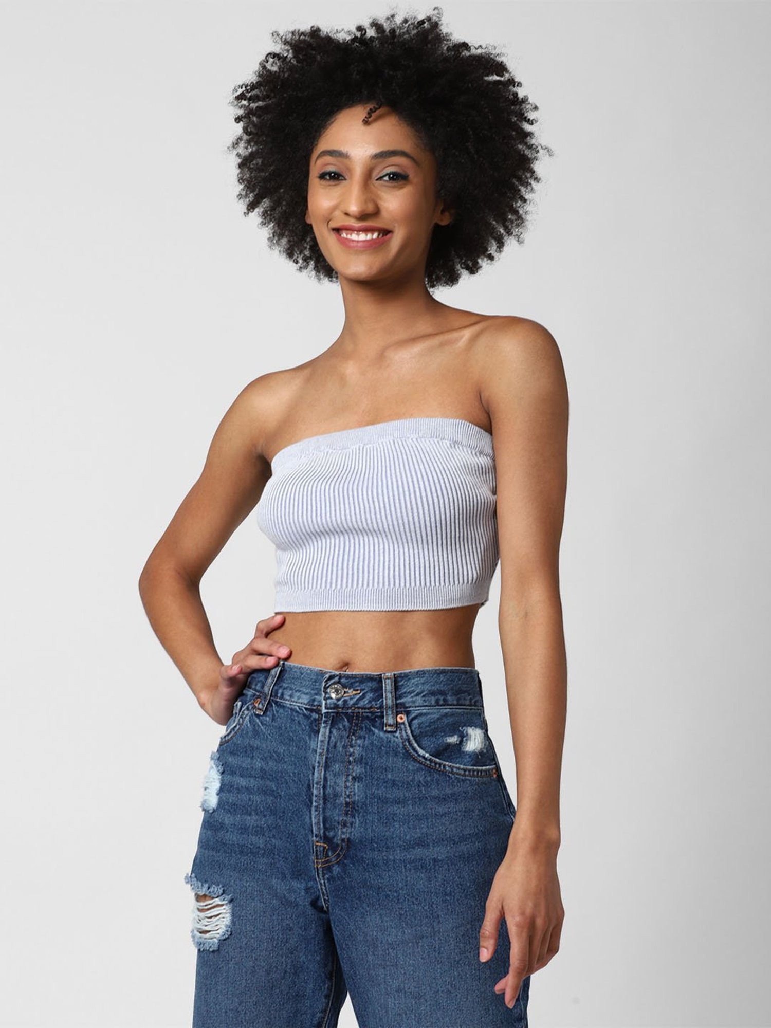 トップス tope tube top Buy Forever 21 Blue Cotton Tube Top for Women Online @ Tata CLiQ