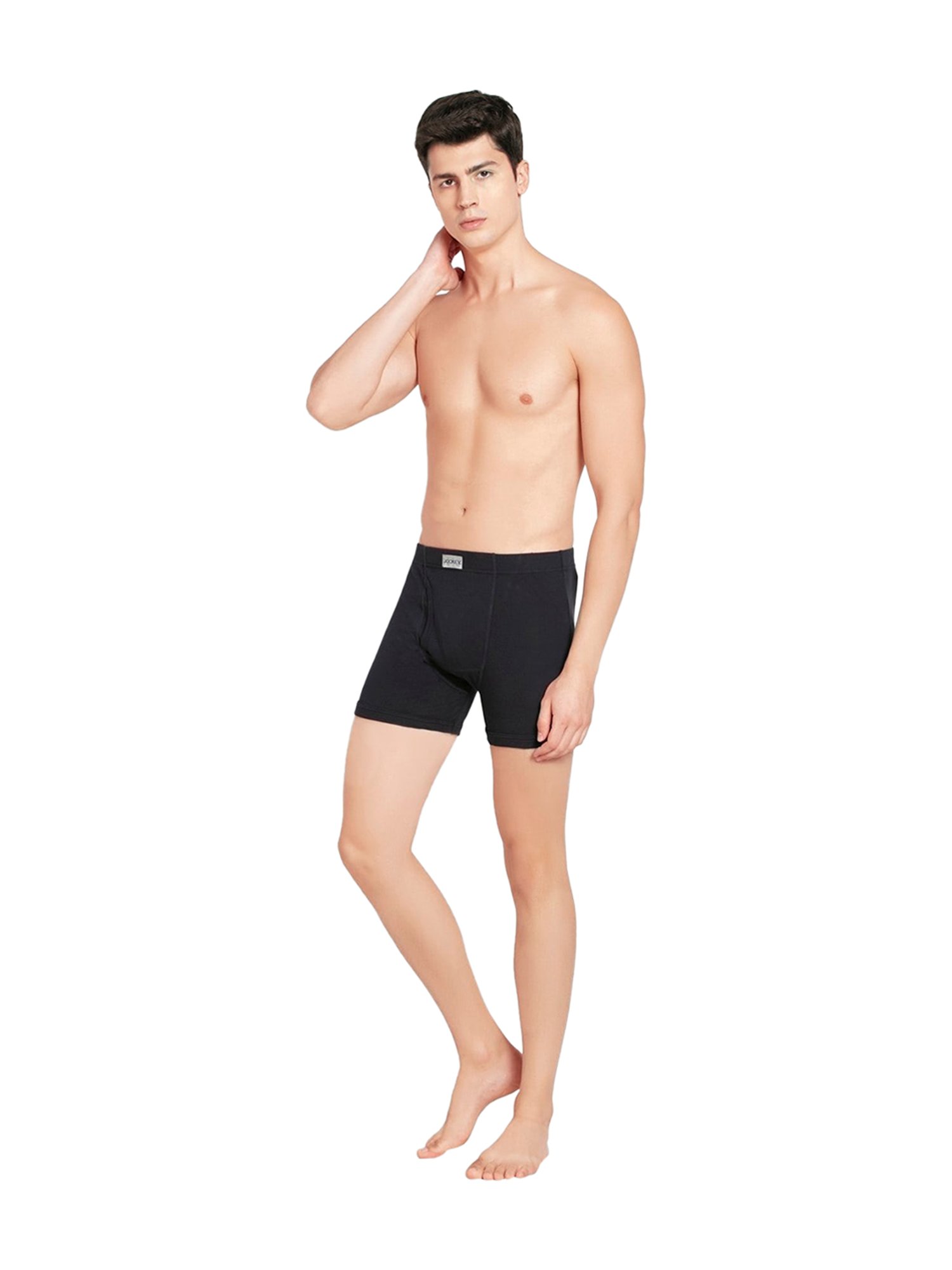 Buy Jockey 8008 Men's Deep Navy Solid Cotton Boxer Briefs Online