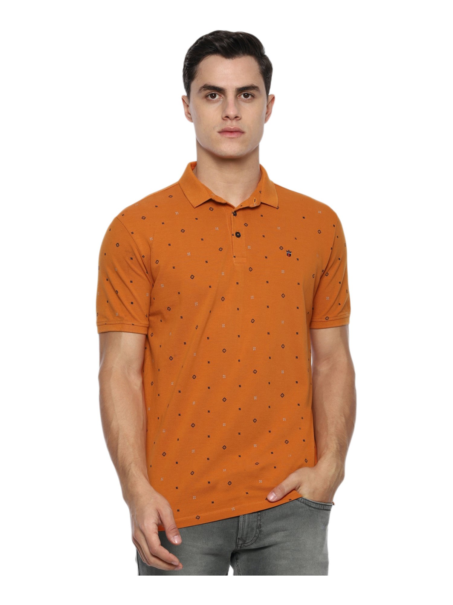 Buy Louis Philippe Jeans Yellow Cotton Slim Fit Printed Polo T-Shirt for  Mens Online @ Tata CLiQ