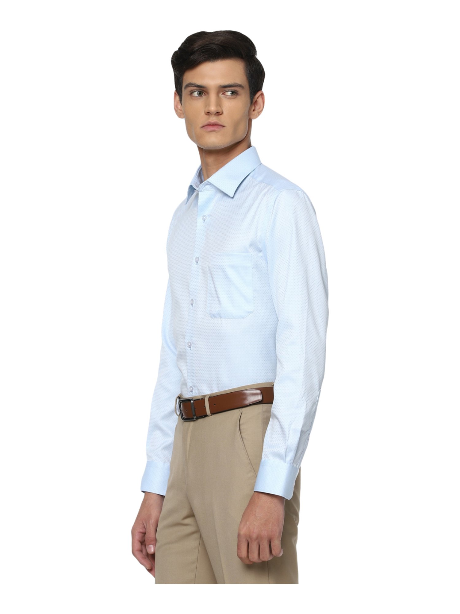 Buy Louis Philippe Blue Cotton Regular Fit Self Pattern Shirt for ...
