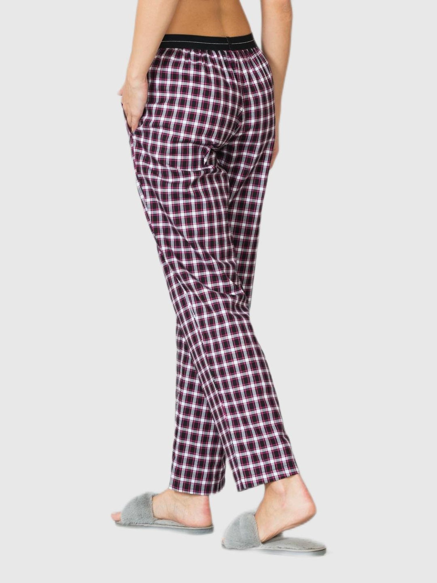 Buy White Purple Checks Belt Pant Cotton Pants for Best Price, Reviews,  Free Shipping