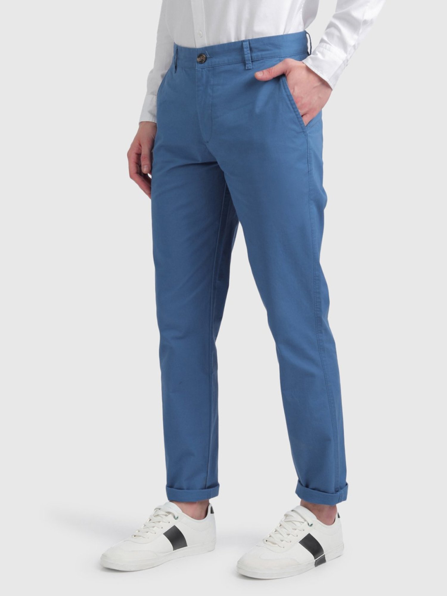 Buy Light Blue Straight Leg Core Chino Trousers 44L | Trousers | Argos