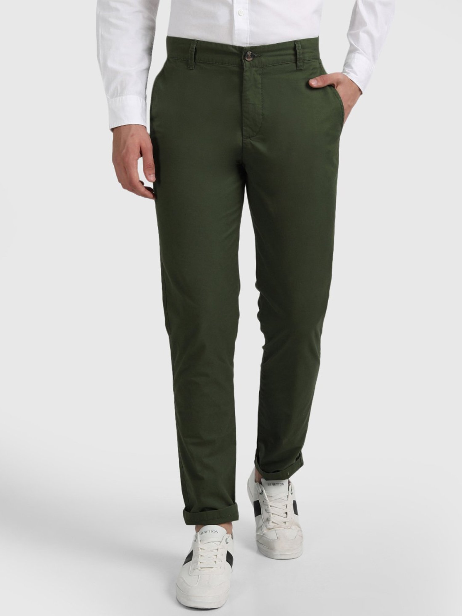 Buy United Colors of Benetton Green Cotton Slim Fit Chinos for Mens Online   Tata CLiQ