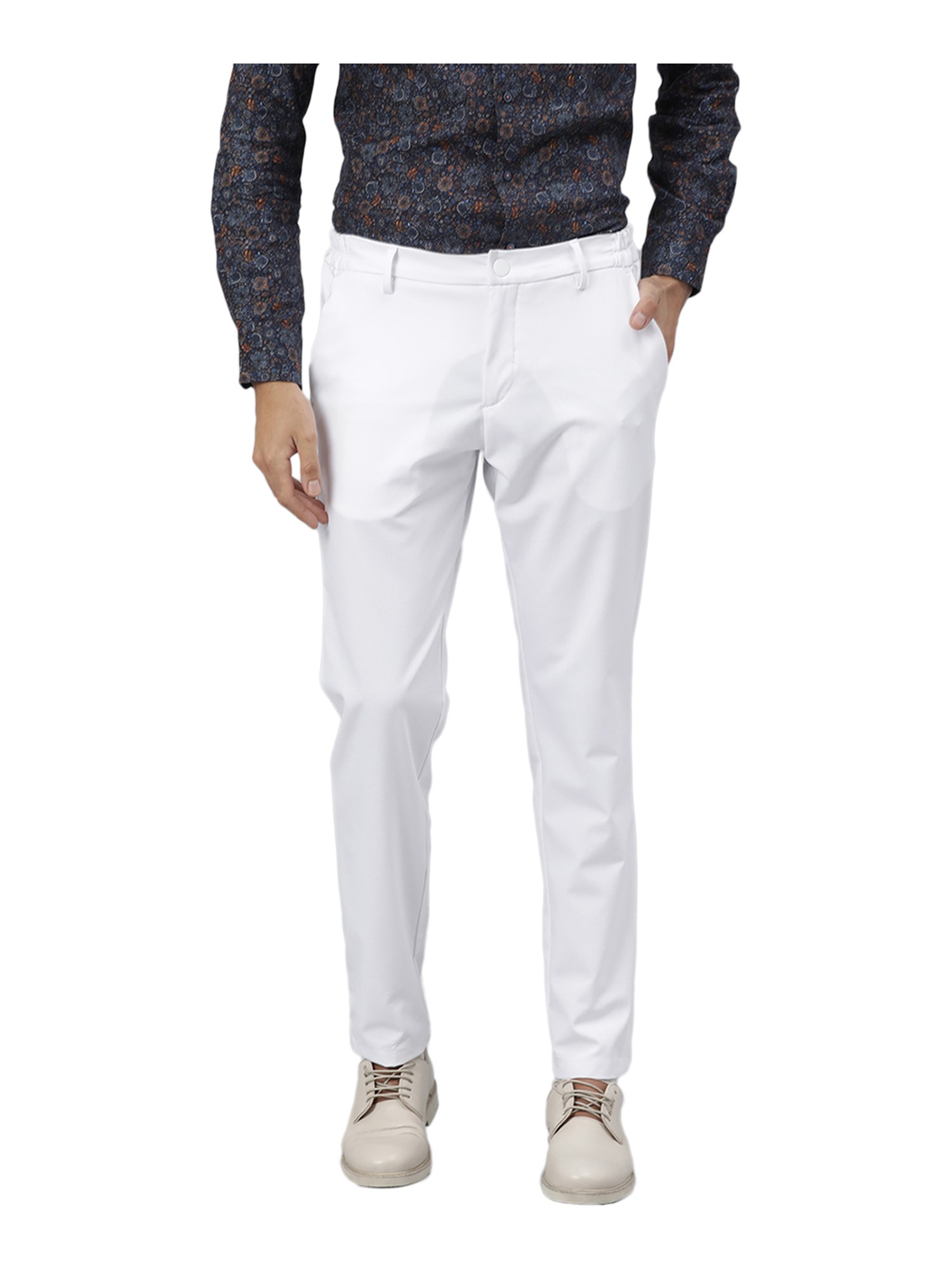Buy Linen Club Beige Regular Fit Flat Front Trousers for Mens Online   Tata CLiQ