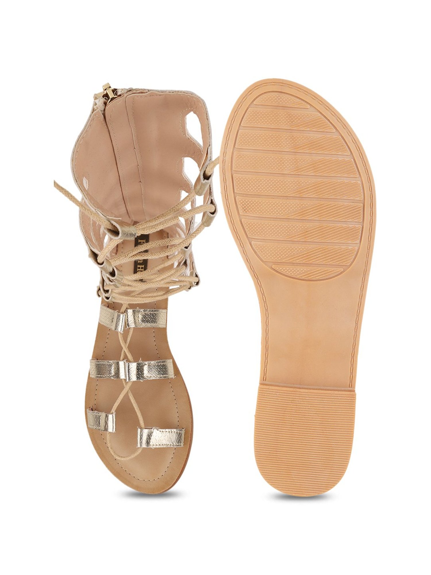 Gold lace up online gladiator sandals