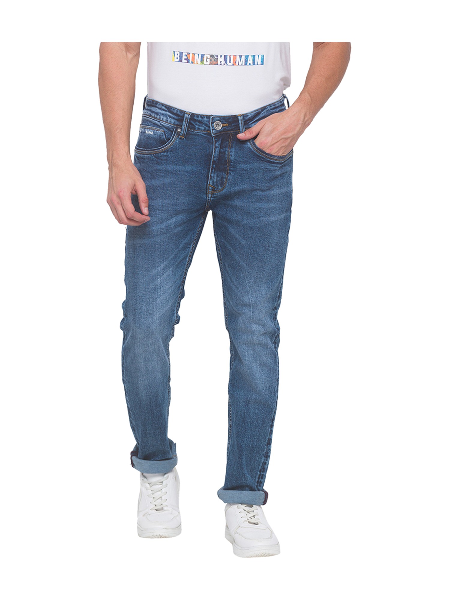 Being Human Men's Grey Tone Blended Cotton Slim Jeans Denim (28) :  Amazon.in: Fashion
