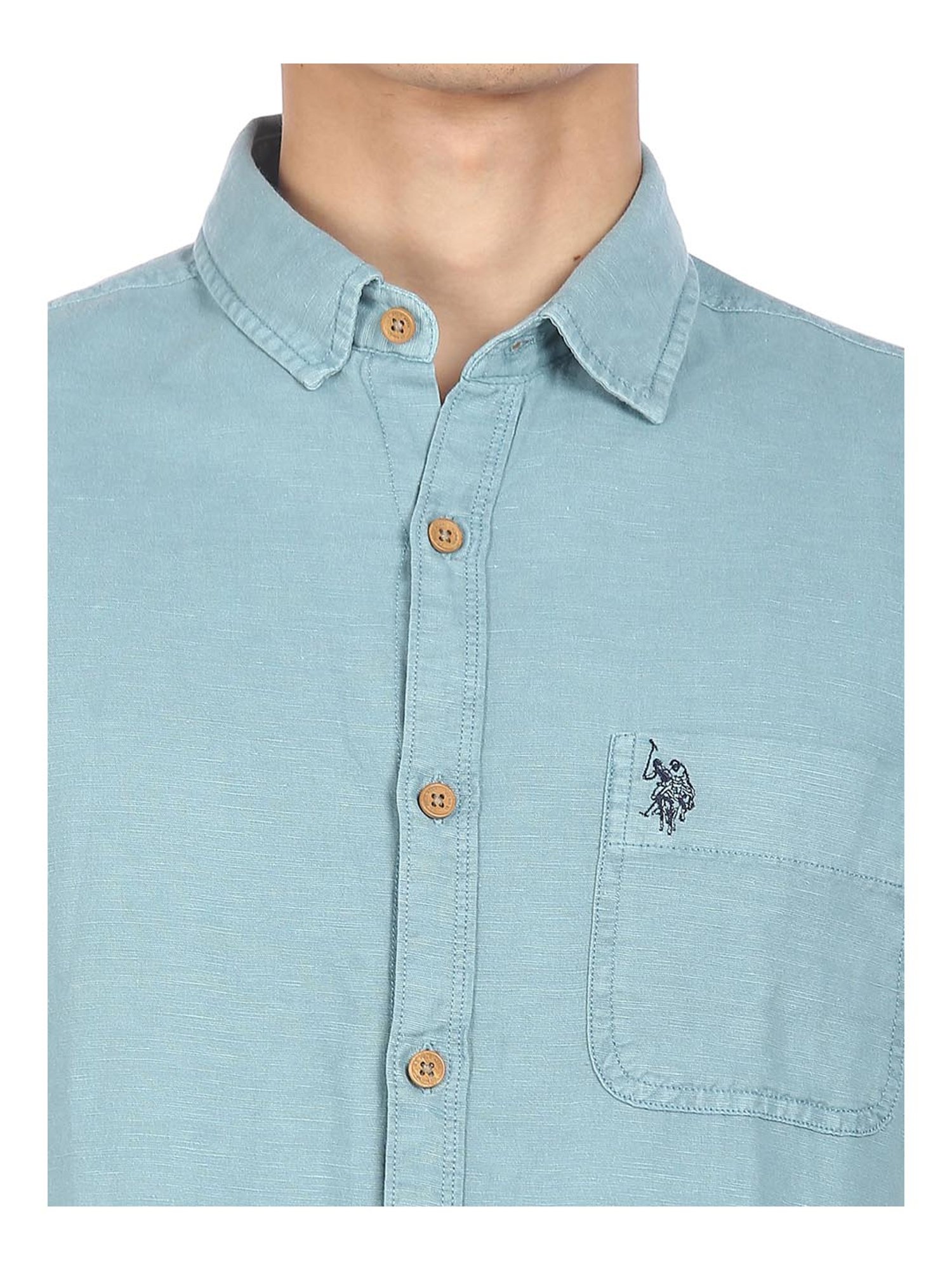 Buy . Polo Assn. Light Blue Regular Fit Shirt for Men Online @ Tata CLiQ